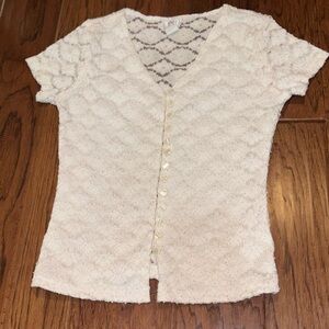 Vintage ENT Entrancy White Lace Button Front Top – Size L (Fits S/M)